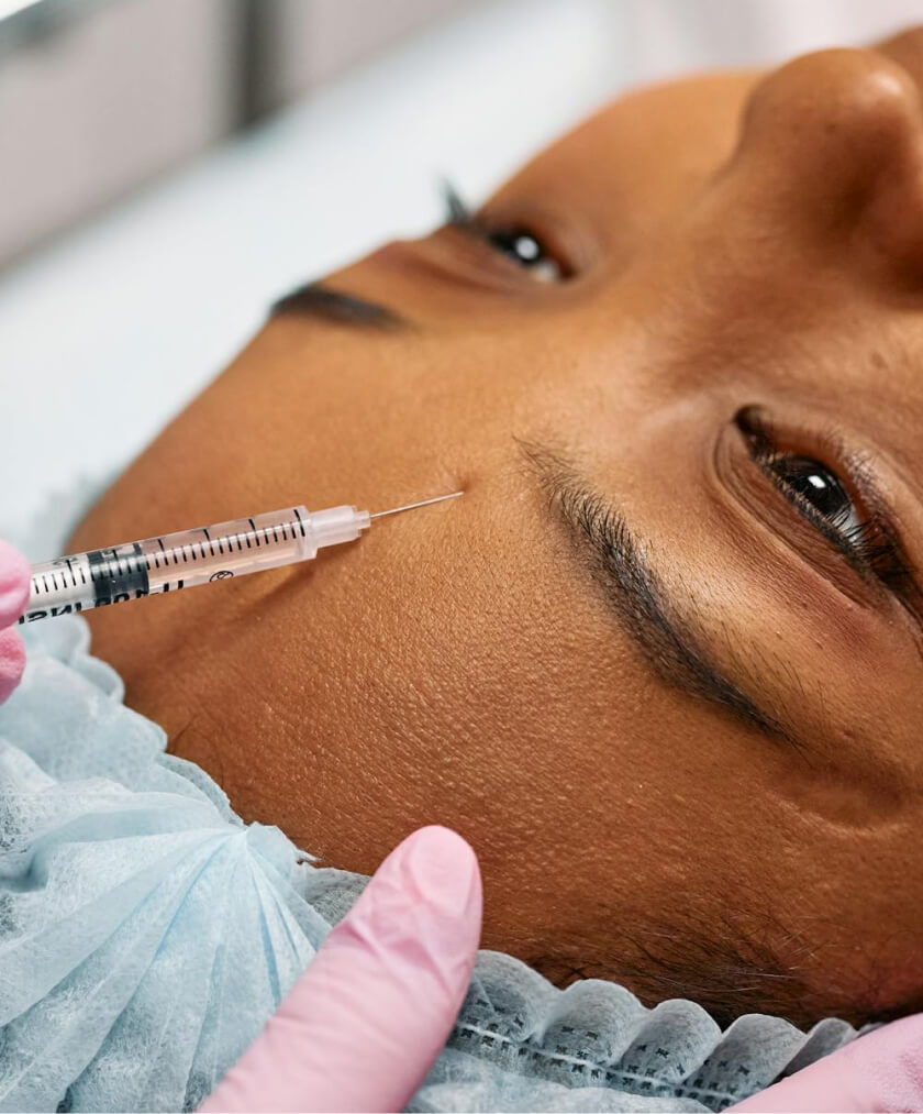 Cosmetic injection treatment in progress